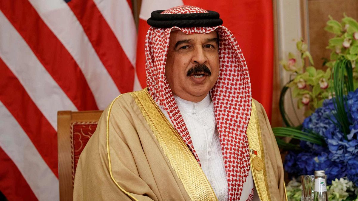 ملك البحرين حمد بن عيسى آل خليفة يتحدث خلال لقاء مع الرئيس الأمريكي دونالد ترامب في الرياض، المملكة العربية السعودية، 21 مايو / أيار 2017