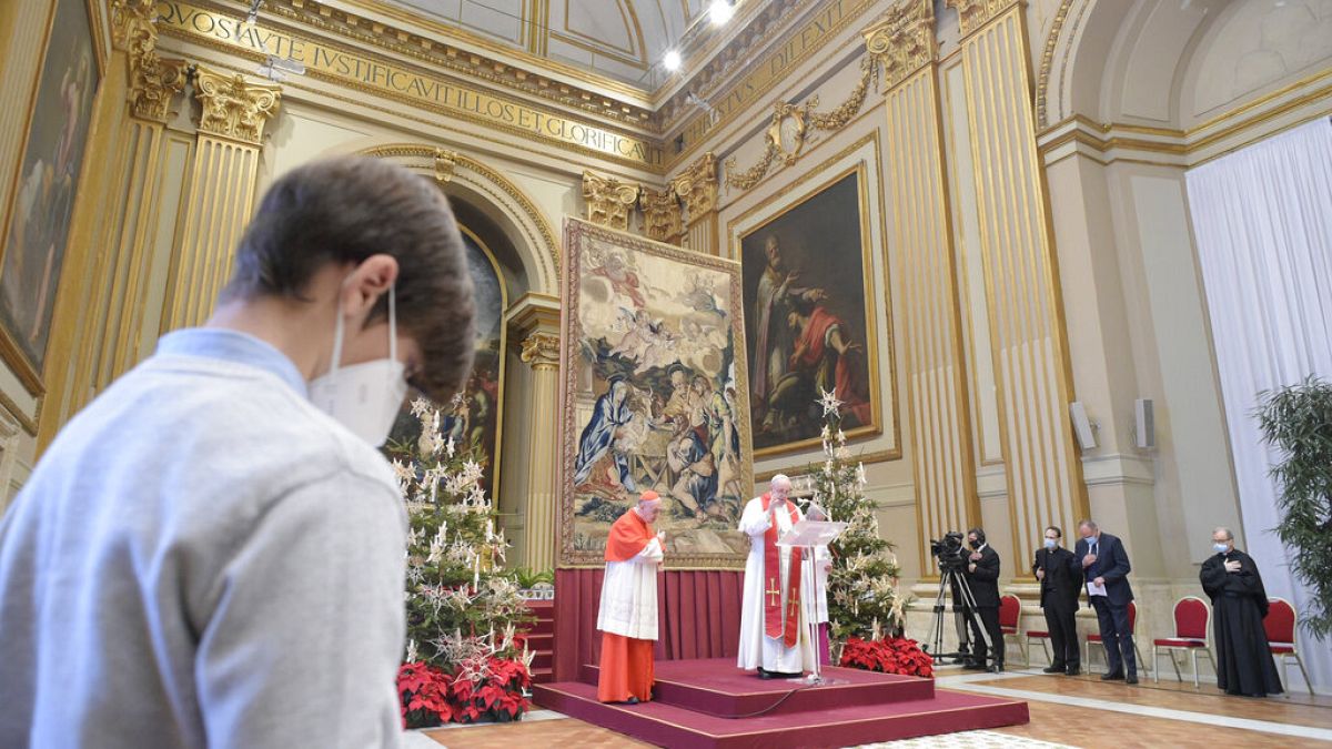 Der Papst während seiner Weihnachtsansprache im Apostolischen Palast