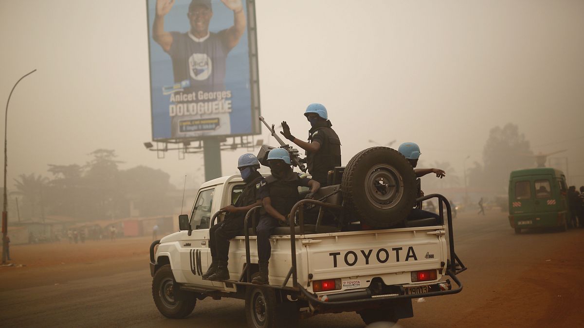 FILE PHOTO - UN forces from Rwanda patrol the streets of Bangui, Central African Republic, Friday Feb. 12, 2016. 