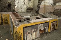 An undated photo made available by the Pompeii Archeological park press office shows the thermopolium in the Pompeii archeological park, near Naples, Italy.
