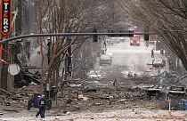 Le centre-ville de Nashville, aux Etats-Unis, après l'explosion d'un camping-car le 25 décembre 2020
