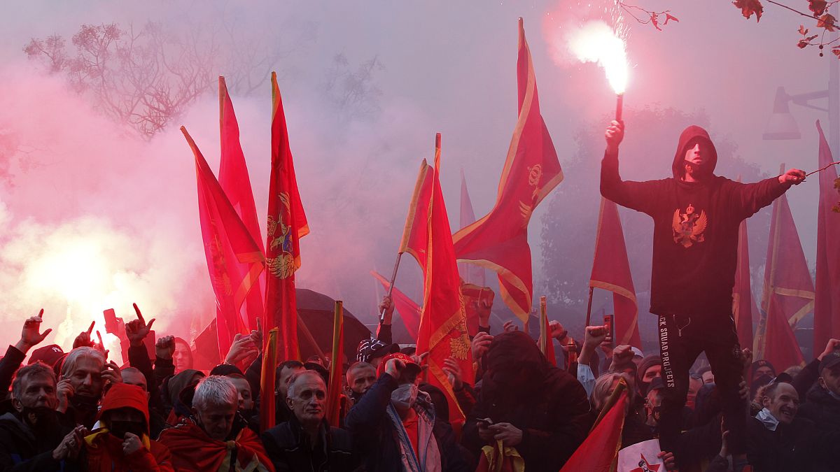 Several thousand people rallied in the capital Podgorica on Monday.
