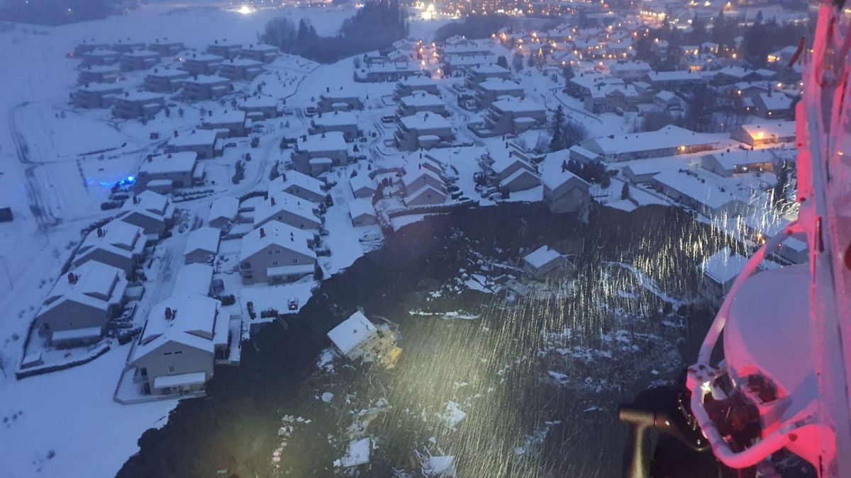 Norwegian police were alerted to the landslide in the village of Ask at 04:00 on Wednesday.