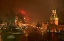 Новогодний фейерверк над Красной площадью