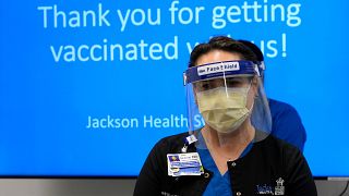 A nurse ready to provide vaccinations in Florida against coronavirus