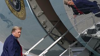 Donald Trump boards Air Force One at Palm Beach International Airport in West Palm Beach, Fla.