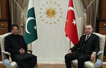 Türkiya Cumhurbaşkanı Recep Tayyip erdoğan (sağda) Pakistan Başbakanı İmran Han (solda)
