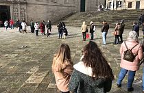 Cola ante la Puerta Santa de la Catedral de Santiago de Compostela