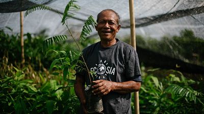 Ecosia, one of the best-known tree-planting campaigns in the world, is a great example of a meaningful and authentic initiative. Pictured: a tree-planter in Indonesia. Ecosia, one of the best-known tree-planting campaigns in the world, is a great example of a meaningful and authentic initiative. Pictured: a tree-planter in Indonesia.