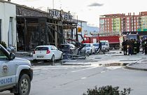 The explosion occurred in front of a restaurant in the town of Ferizaj.