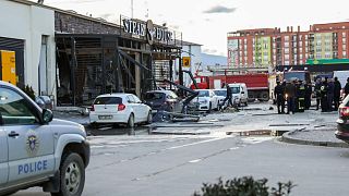 The explosion occurred in front of a restaurant in the town of Ferizaj.