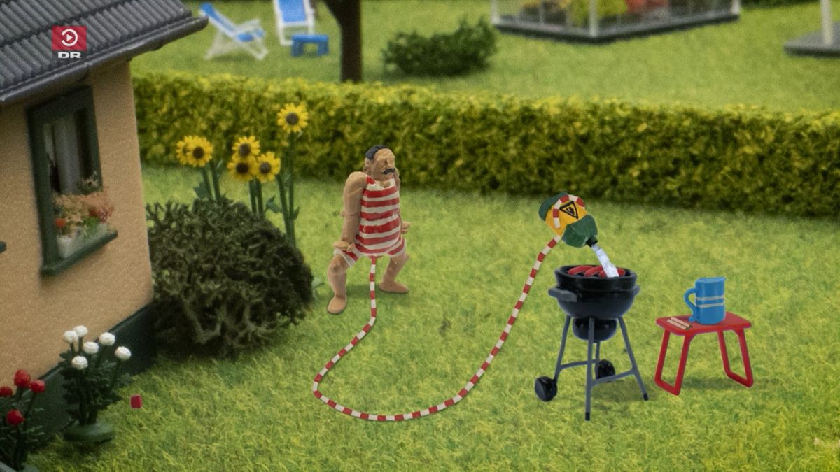 John Dillermand uses his penis to safely tend to a barbeque from afar in the first episode