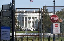 Security fencing surrounds the White House in Washington, Nov. 3, 2020.