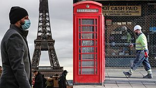Montaje de fotos de París y Londres