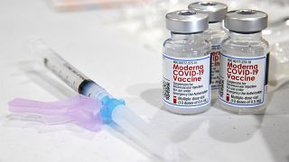 Vials of the Moderna COVID-19 vaccine