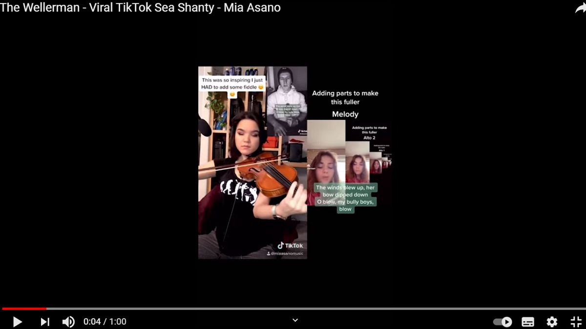 Capture d'écran Youtube : The Wellerman - Viral TikTok Sea Shanty - Mia Asano