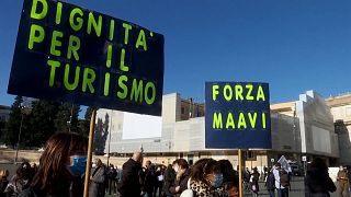 Italian tourism workers protest