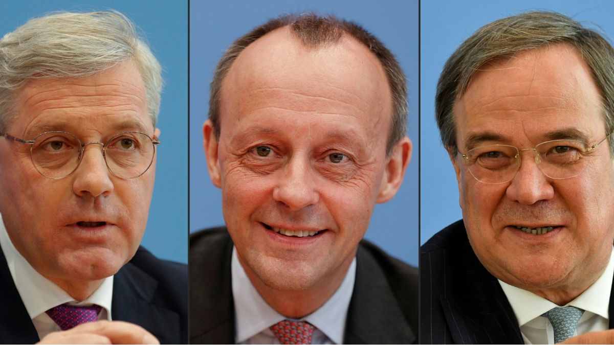 Candidates for the leadership of Germany's Christian Democratic Union (CDU) party (L to R) Norbert Roettgen, Friedrich Merz and Armin Laschet.