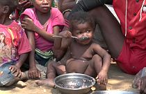 Un enfant malgache devant une assiette vide