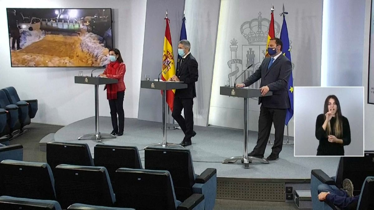 Rueda de prensa de los ministros de Interior, Transportes y Defensa de España sobre la ola de frío