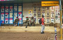 Security forces patrol the streets near opposition leader Bobi Wine headquarters in Kampala, Uganda Wednesday, Jan. 13, 2021.