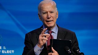 In this Jan. 8, 2021, file photo, President-elect Joe Biden speaks during an event at The Queen theater in Wilmington, Del.