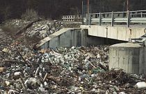 Rubbish piling up at a hydroelectric dam in Svoge, Bulgaria
