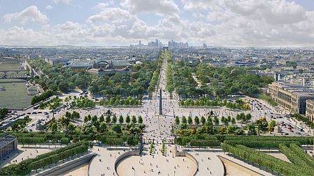 An artist's impression showing the Concorde Square and the Champs-Elysees avenue in Paris