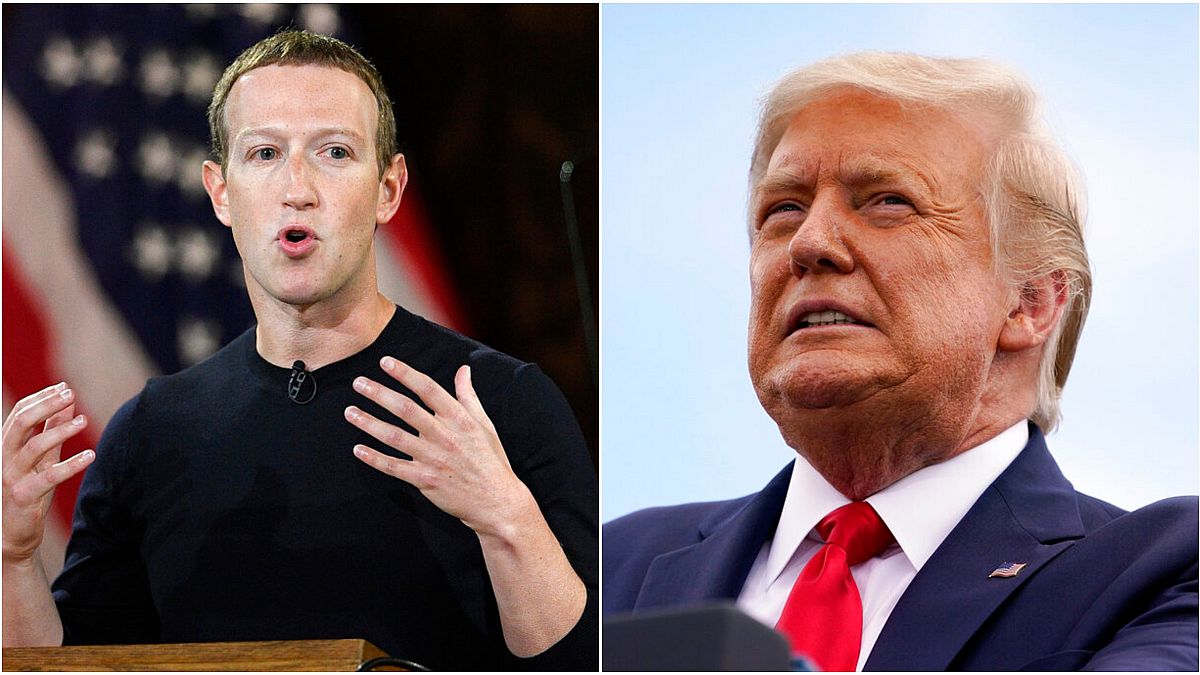 Facebook'un kurucusu Mark Zuckerberg (solda), ABD'nin mevcut Başkanı Donald Trump
