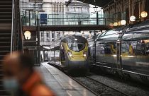 A Eurostar train arrives from London at the Gare du Nord train station in Paris, Dec. 23, 2020.