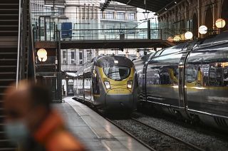 A Eurostar train arrives from London at the Gare du Nord train station in Paris Wednesday, Dec. 23, 2020.