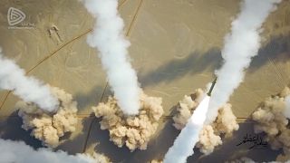 Missiles launched during an Iranian military drill