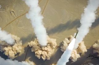 Missiles launched during an Iranian military drill