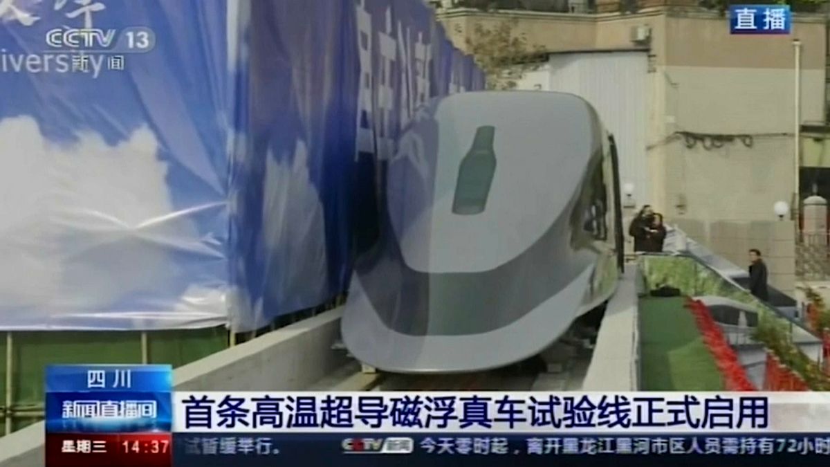 Der "Super Bullet Maglev Train" in Chengdu.