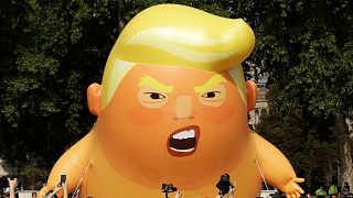 Donald Trump amerikai elnök londoni látogatása ellen tiltakoznak 2018. július 13-án