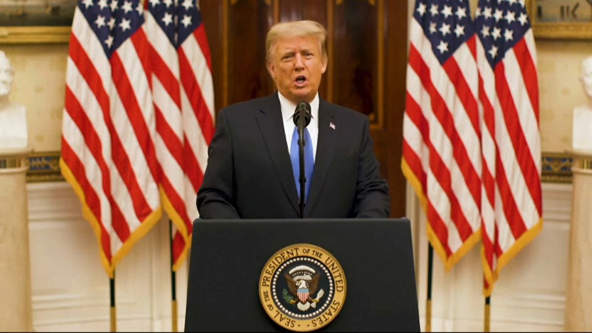 US President Donald Trump gives farewell address on January 19, 2021, in Washington DC.