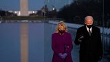 President-elect Joe Biden and his wife Jill Biden participate in a COVID-19 memorial event at the Lincoln Memorial Reflecting Pool, Tuesday, Jan. 19, 2021, in Washington