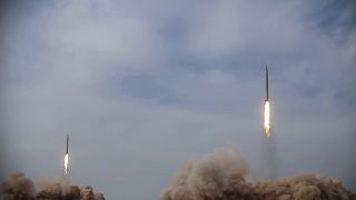 Iranian Revolutionary Guard, missiles are launched in a drill in Iran