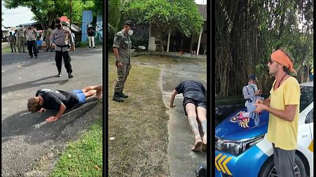 Police in Bali are making tourists do push-ups for not wearing a face mask