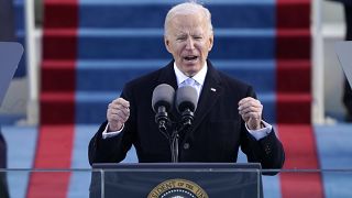 President Joe Biden speaks during the 59th Presidential Inauguration at the U.S. Capitol in Washington, Wednesday, Jan. 20, 2021.