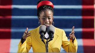 American poet Amanda Gorman reads a poem during the 59th Presidential Inauguration at the U.S. Capitol in Washington, Wednesday, Jan. 20, 2021.