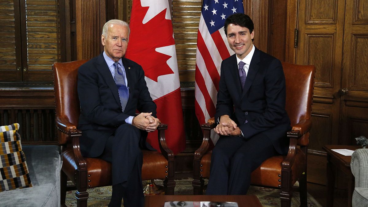 FILE PHOTO: Prime Minister Justin Trudeau and Joe Biden 