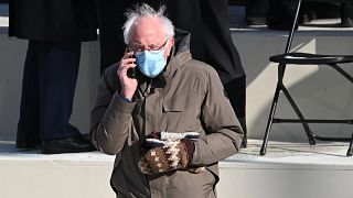 Vermont Senator Bernie Sanders arrives for the 59th Presidential Inauguration at the U.S. Capitol for President-elect Joe Biden in Washington, Wednesday, Jan. 20, 2021.