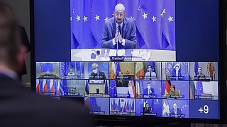 European Council President Charles Michel chairs a video conference meeting ocused on the Covid-19 