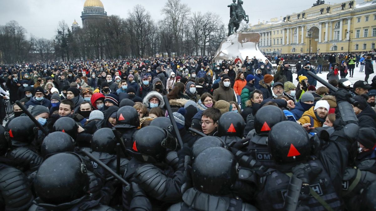 a szentpétervári tüntetés Navalnijért 2021. január 23-án