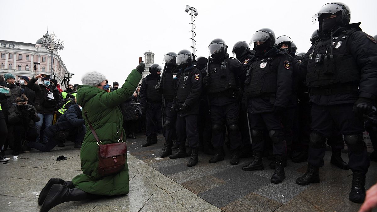 Demonstrantin in Moskau