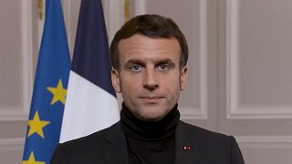 Emmanuel Macron released a video addressing victims on Saturday evening