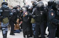 خلال التظاهرات في موسكو أمس