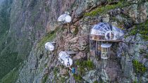 The Natura Vive Skylodge capsule suites looks out over the majestic Sacred Valley