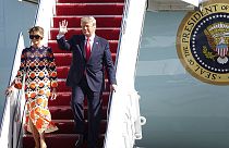 Donald Trump und First Lady Melania steigen ein letztes Mal aus der Air Force One in Palm Beach Int.,  20.01.21Florida